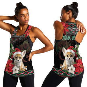 Algeria Christmas Personalized Women Racerback Tank Fennec Fox Santa and Traditional Pattern