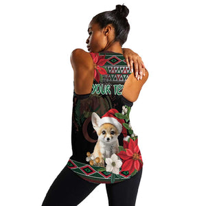 Algeria Christmas Personalized Women Racerback Tank Fennec Fox Santa and Traditional Pattern