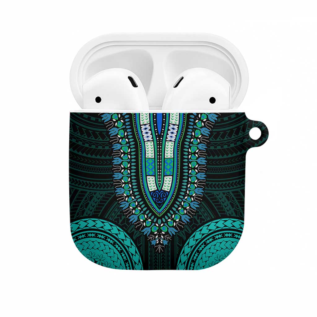 African Dashiki and Polynesian Pattern AirPods Case Teal