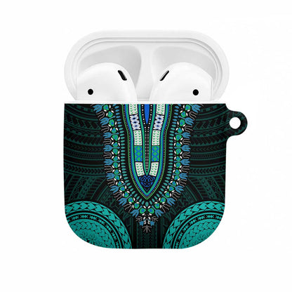 African Dashiki and Polynesian Pattern AirPods Case Teal