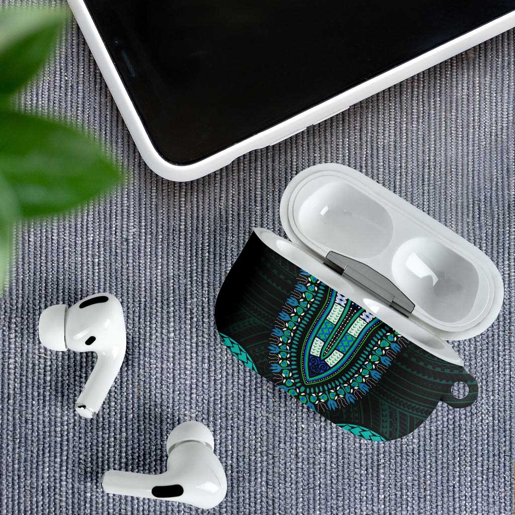 African Dashiki and Polynesian Pattern AirPods Case Teal