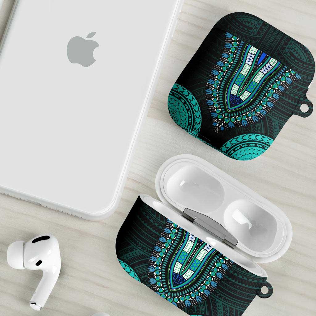 African Dashiki and Polynesian Pattern AirPods Case Teal