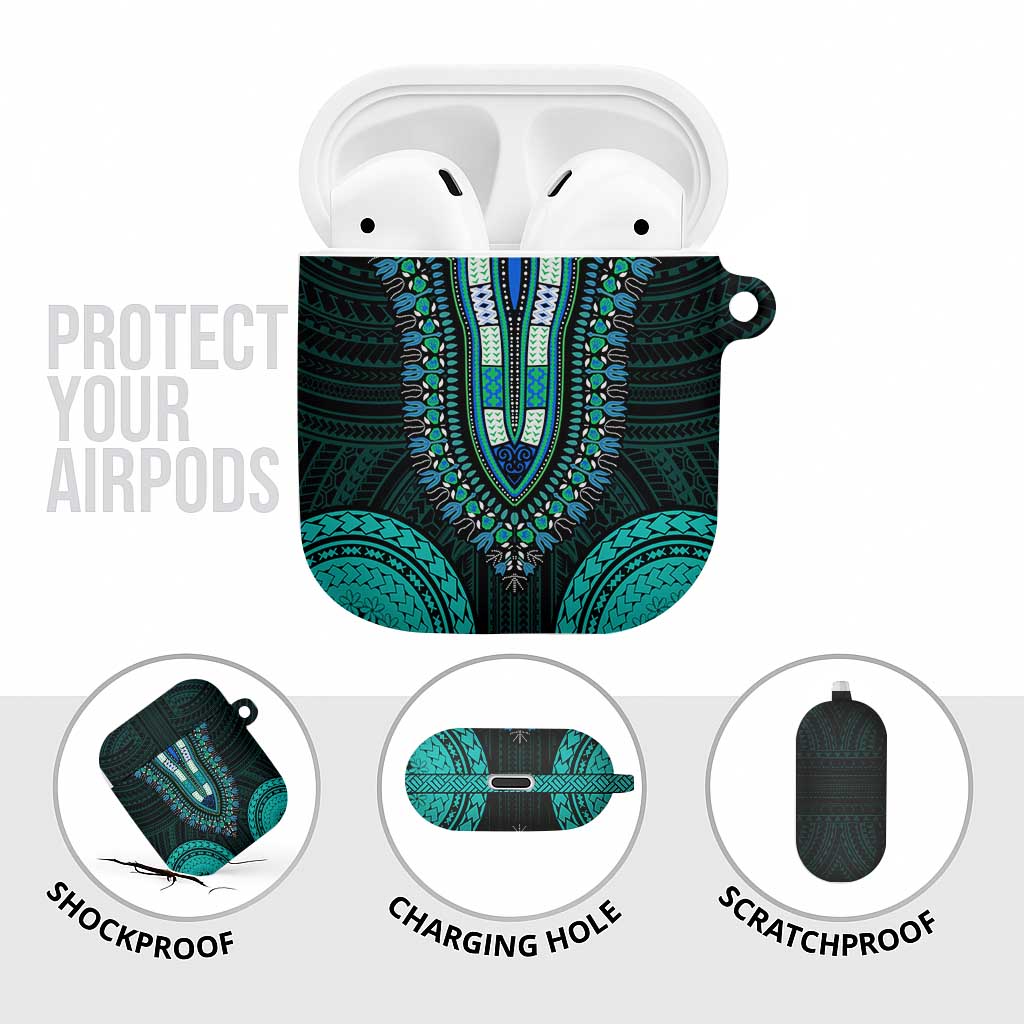 African Dashiki and Polynesian Pattern AirPods Case Teal