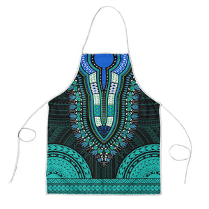 African Dashiki and Polynesian Pattern Apron Teal