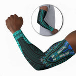 African Dashiki and Polynesian Pattern Arm Sleeves Teal