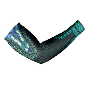 African Dashiki and Polynesian Pattern Arm Sleeves Teal