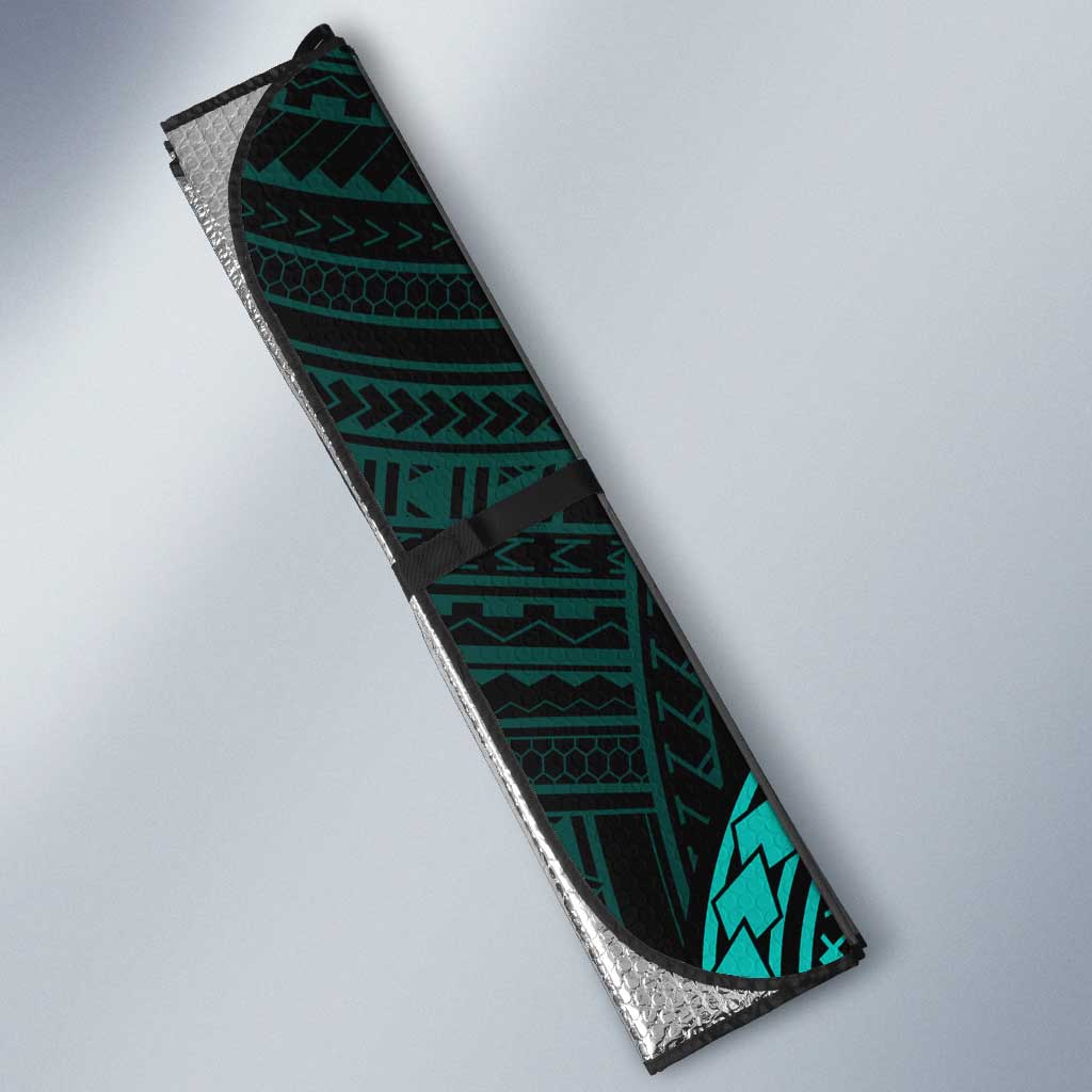 African Dashiki and Polynesian Pattern Auto Sun Shade Teal