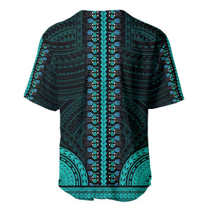 African Dashiki and Polynesian Pattern Baseball Jersey Teal