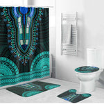 African Dashiki and Polynesian Pattern Bathroom Set Teal