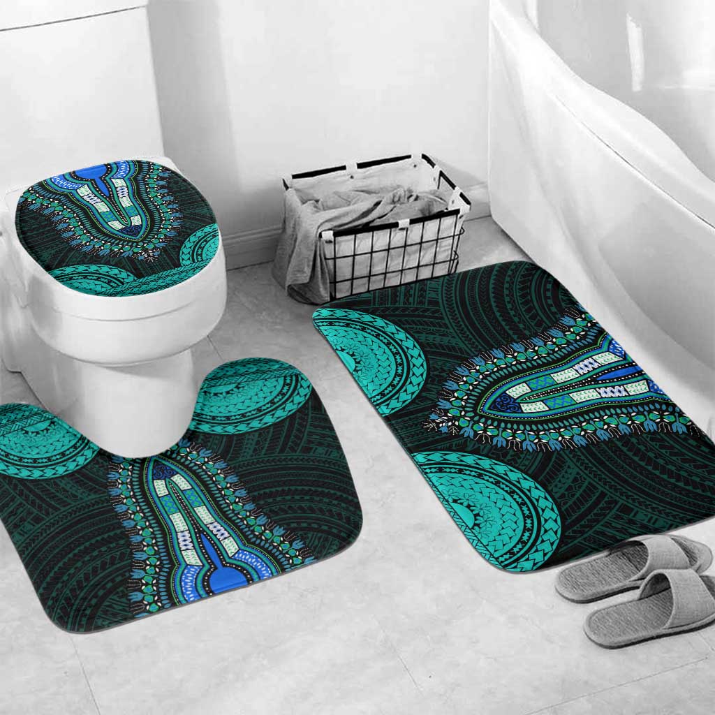 African Dashiki and Polynesian Pattern Bathroom Set Teal