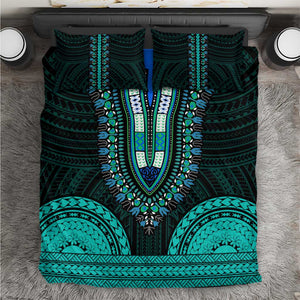 African Dashiki and Polynesian Pattern Bedding Set Teal