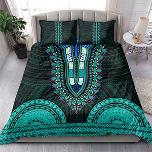 African Dashiki and Polynesian Pattern Bedding Set Teal