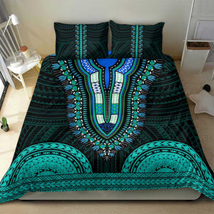 African Dashiki and Polynesian Pattern Bedding Set Teal