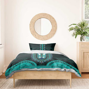 African Dashiki and Polynesian Pattern Bedding Set Teal