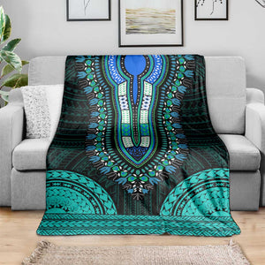 African Dashiki and Polynesian Pattern Blanket Teal