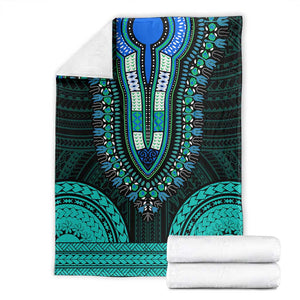 African Dashiki and Polynesian Pattern Blanket Teal