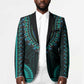 African Dashiki and Polynesian Pattern Blazer Teal