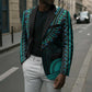 African Dashiki and Polynesian Pattern Blazer Teal