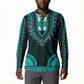 African Dashiki and Polynesian Pattern Button Sweatshirt Teal
