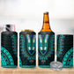 African Dashiki and Polynesian Pattern 4 in 1 Can Cooler Tumbler Teal