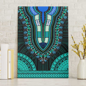 African Dashiki and Polynesian Pattern Canvas Wall Art Teal