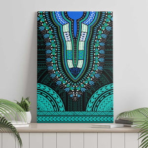 African Dashiki and Polynesian Pattern Canvas Wall Art Teal