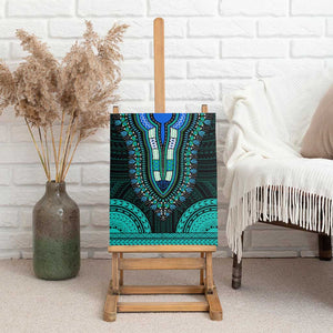 African Dashiki and Polynesian Pattern Canvas Wall Art Teal