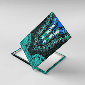 African Dashiki and Polynesian Pattern Canvas Wall Art Teal