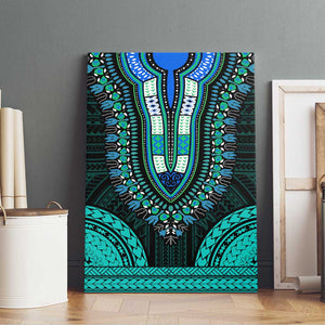 African Dashiki and Polynesian Pattern Canvas Wall Art Teal