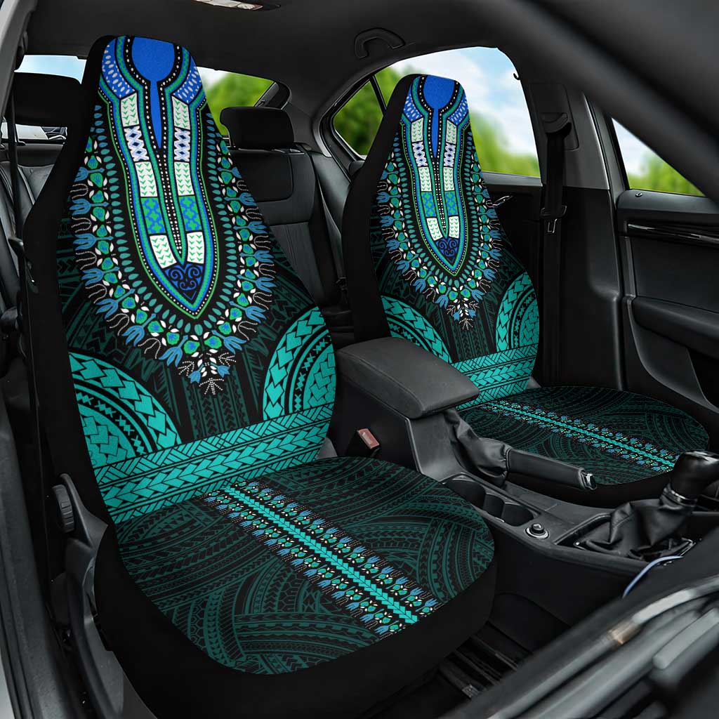 African Dashiki and Polynesian Pattern Car Seat Cover Teal