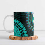 African Dashiki and Polynesian Pattern Ceramic Mug Teal