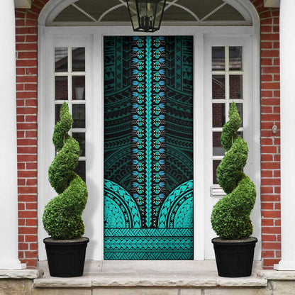 African Dashiki and Polynesian Pattern Door Cover Teal