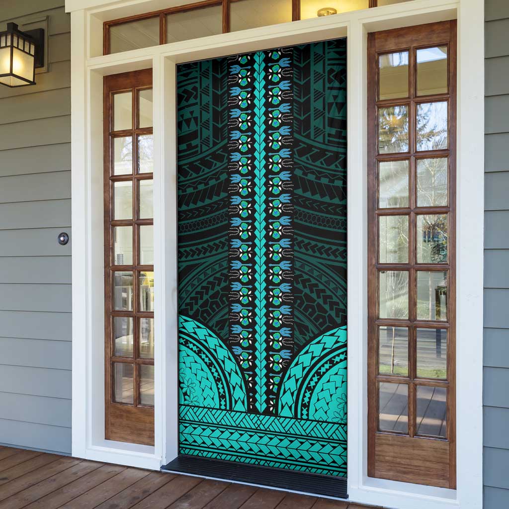 African Dashiki and Polynesian Pattern Door Cover Teal