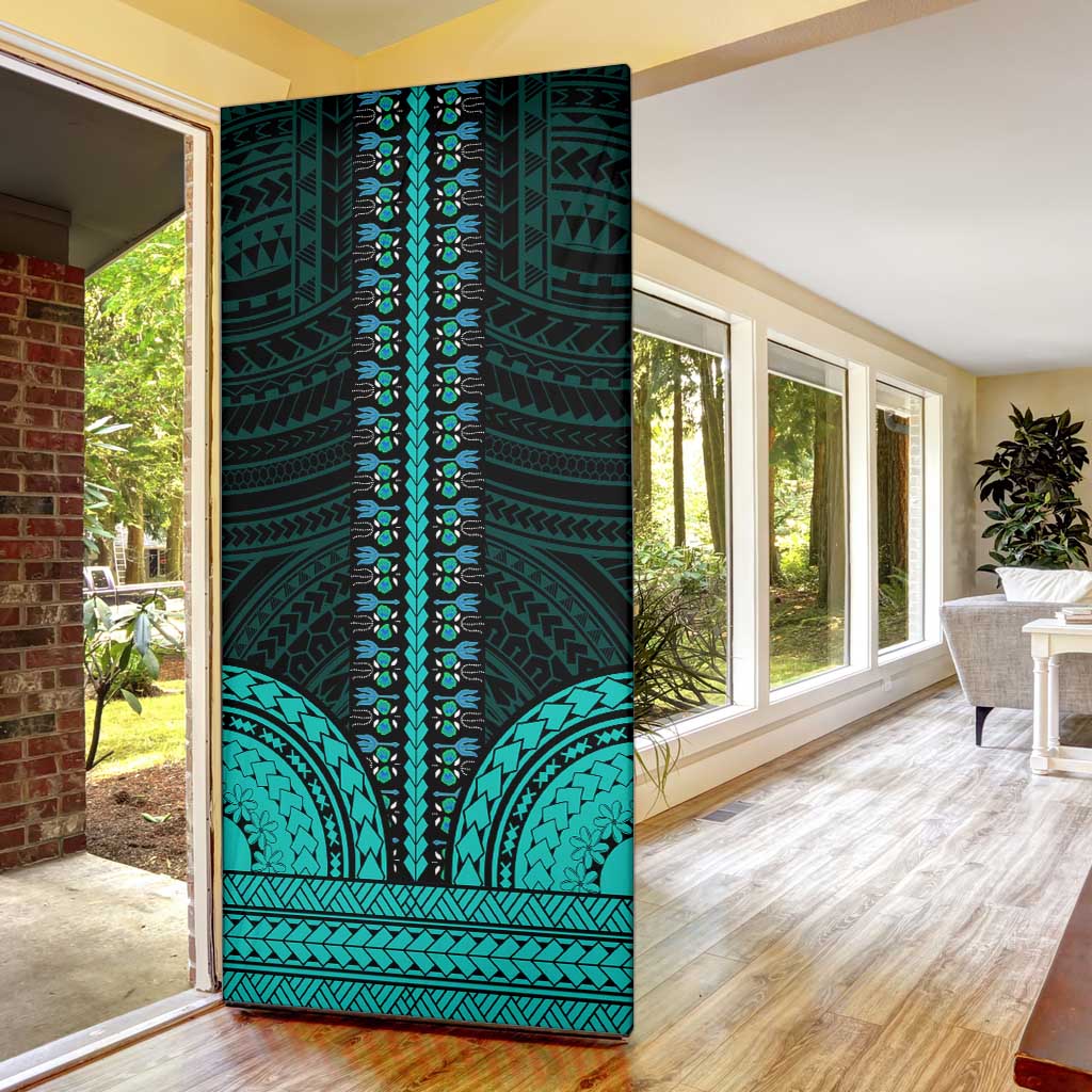 African Dashiki and Polynesian Pattern Door Cover Teal