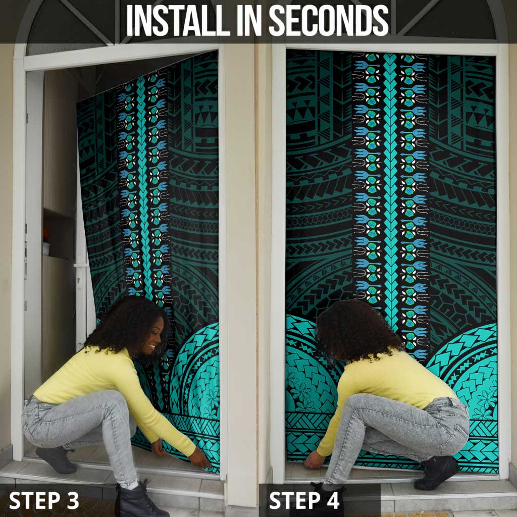 African Dashiki and Polynesian Pattern Door Cover Teal