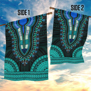 African Dashiki and Polynesian Pattern Garden Flag Teal