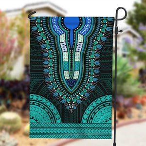 African Dashiki and Polynesian Pattern Garden Flag Teal