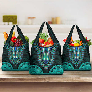 African Dashiki and Polynesian Pattern Grocery Bag Teal