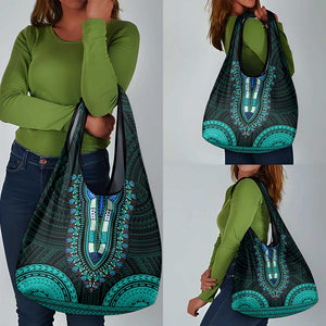 African Dashiki and Polynesian Pattern Grocery Bag Teal