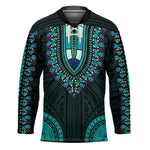 African Dashiki and Polynesian Pattern Hockey Jersey Teal