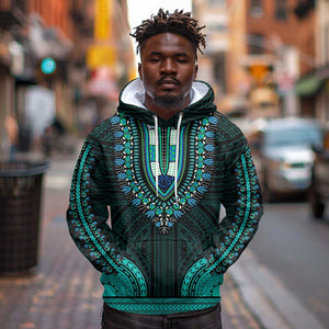 African Dashiki and Polynesian Pattern Hoodie Teal