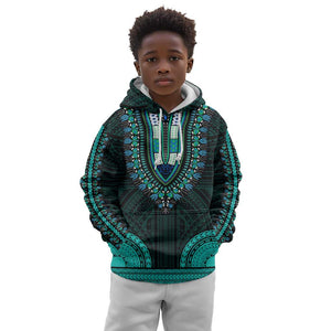 African Dashiki and Polynesian Pattern Kid Hoodie Teal