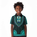 African Dashiki and Polynesian Pattern Kid Polo Shirt Teal