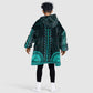 African Dashiki and Polynesian Pattern Kid Wearable Blanket Hoodie Teal