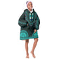 African Dashiki and Polynesian Pattern Kid Wearable Blanket Hoodie Teal