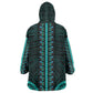 African Dashiki and Polynesian Pattern Kid Wearable Blanket Hoodie Teal