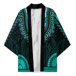 African Dashiki and Polynesian Pattern Kimono Teal