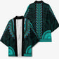 African Dashiki and Polynesian Pattern Kimono Teal