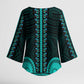 African Dashiki and Polynesian Pattern Kimono Sleeve Blouse Teal