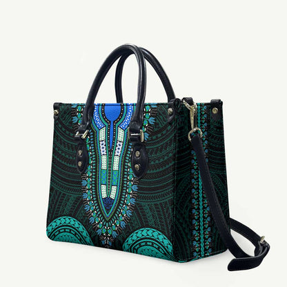 African Dashiki and Polynesian Pattern Leather Bag Teal